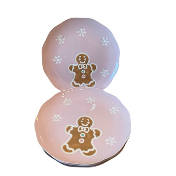 (4) Eli + Ana PINK GINGERBREAD HOUSE Salad Plates 8.5in Ceramic Christmas NEW - Picture 9 of 15